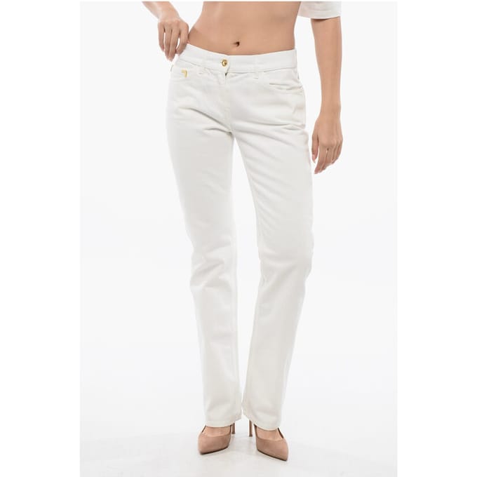 Straight Fit Jeans met geborduurd logo in wit