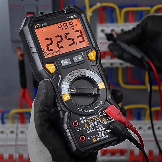 Professionele digitale multimeter 1000 V - TRUE RMS, groot lcd-display, auto-range, verlichte aansluitingen