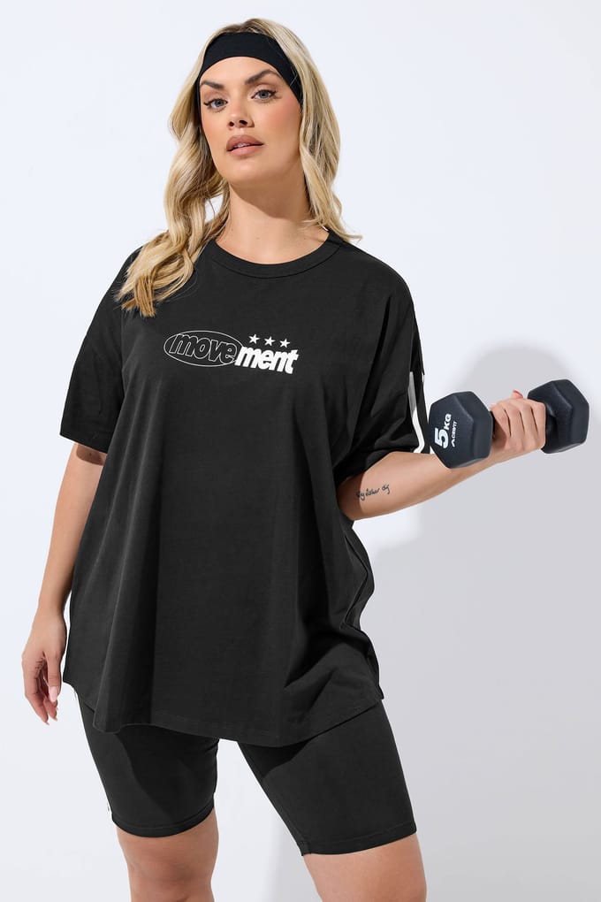 Yours Active Zwart 'Movement' Tshirt Size 44