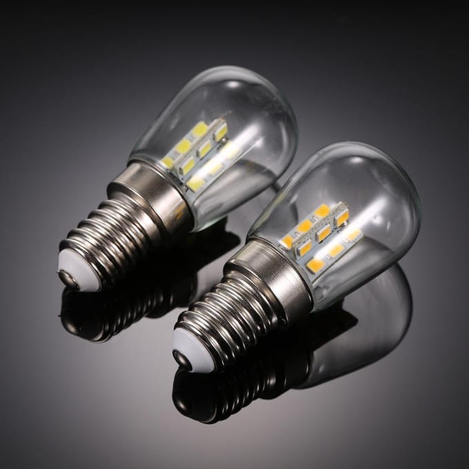 AC110V/220V LED Mini Koelkastlamp Koelkastlamp E14 Lampvoet Fittinghouder SMD2835 AC220V wit
