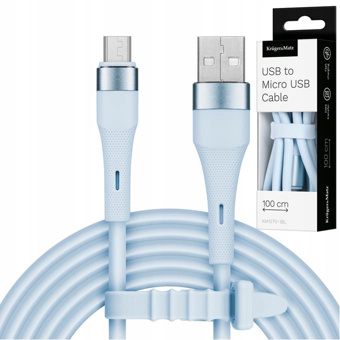 Kruger&Matz USB naar Micro-USB Kabel Blauw 1m - Snel Laden & Data