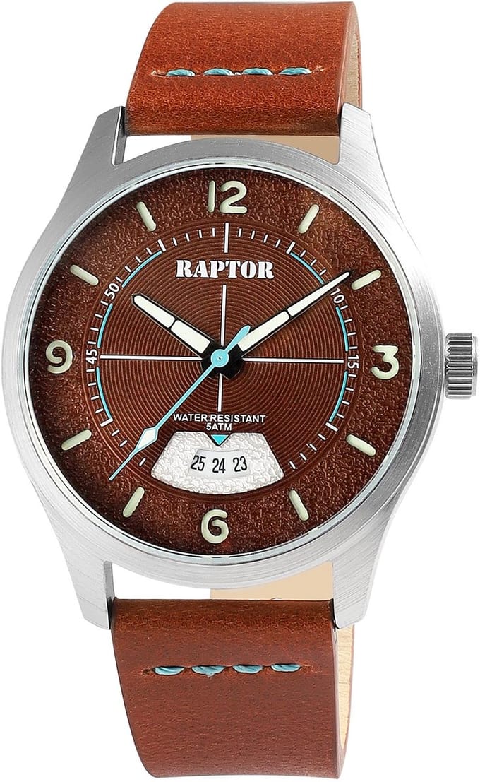 Raptor herenhorloge echt leer Falkor, datumaanduiding