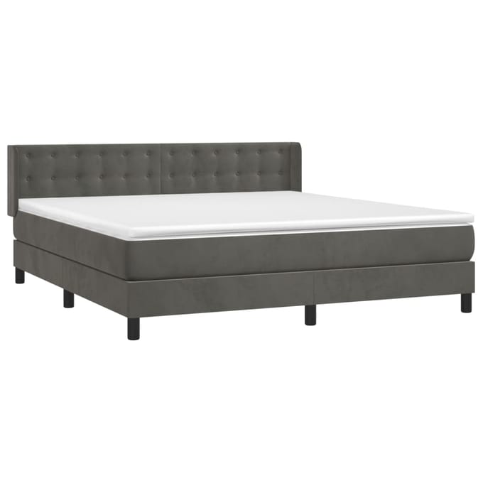 vidaXL - Boxspring - met - matras - fluweel - donkergrijs - 180x200 - cm