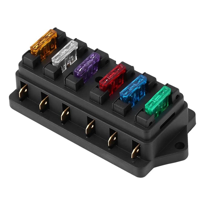 6-weg Circuit Auto Boot Auto Steekzekeringkast Blokhouder DC 12V 24V gray