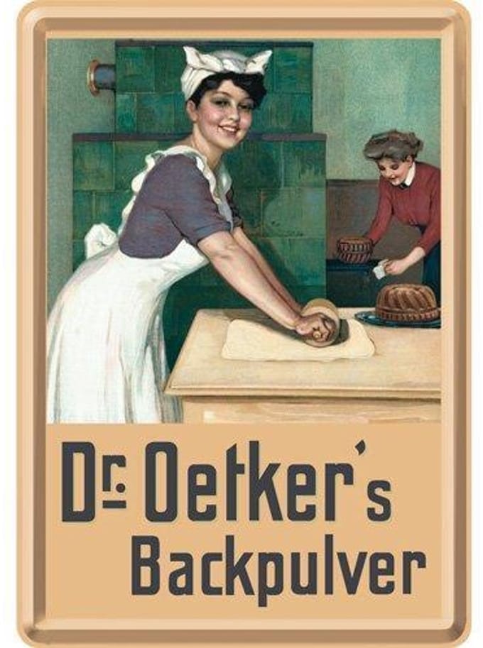 Dr Oetker's Backpulver Metalen Postcard 10  x 14 cm