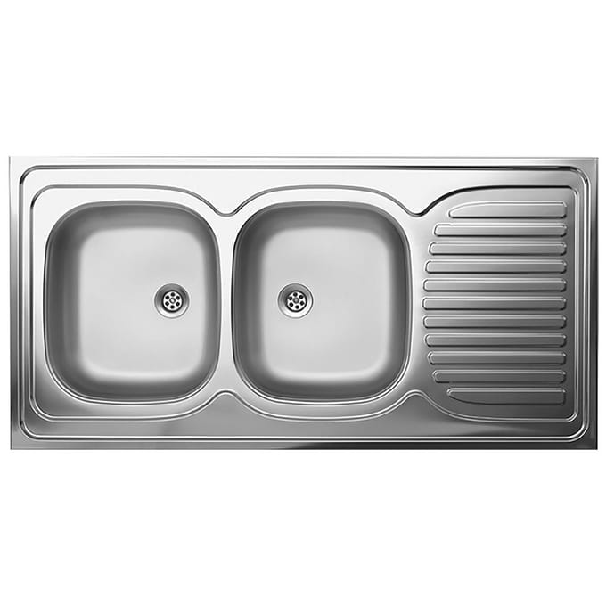Évier Double Bac Rectangulaire en Métal Avec Égouttoir Inox Kuchinox