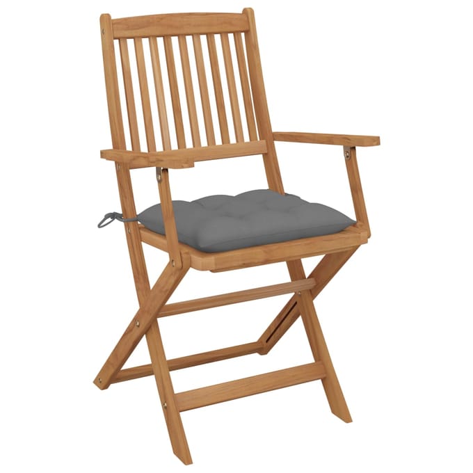 vidaXL - Inklapbare - stoelen - 6 - st - met - kussens - massief - acaciahout