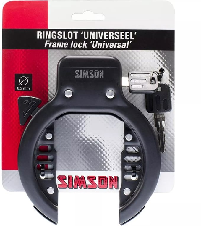 Simson Universeel ringslot - brede opening - inclusief 2 sleutels - geschikt voor brede spatborden