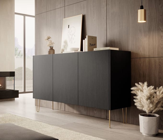 Meubella - Dressoir Hacienda - Zwart - 144 cm