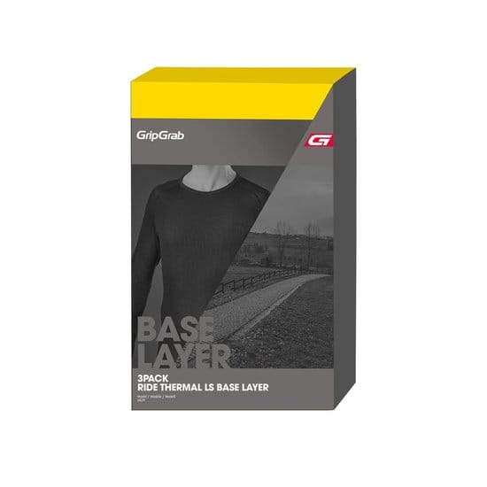 GripGrab - Ride 3PACK Thermal Lange Mouw Winter Fiets Ondershirt Polygiene Base Layer Thermoshirt - Zwart - Heren - Maat M