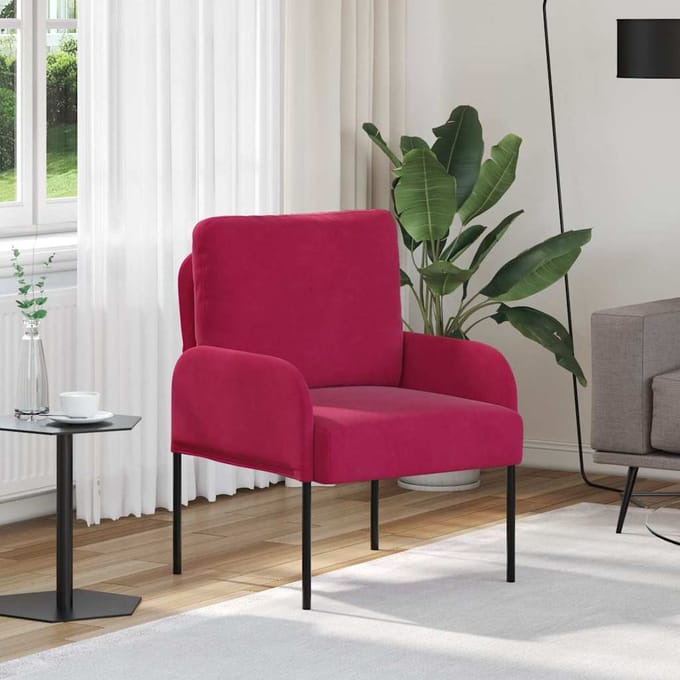 vidaXL - Banken - met - kussen - 55cm - Wijnrood - Multiplex