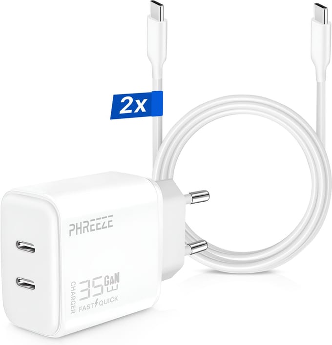 35w usb C Snellader met 2x usb C naar usb C kabels (3 Meter) - Usb C Adapter Voor Laptop, Smartphone en Tablet