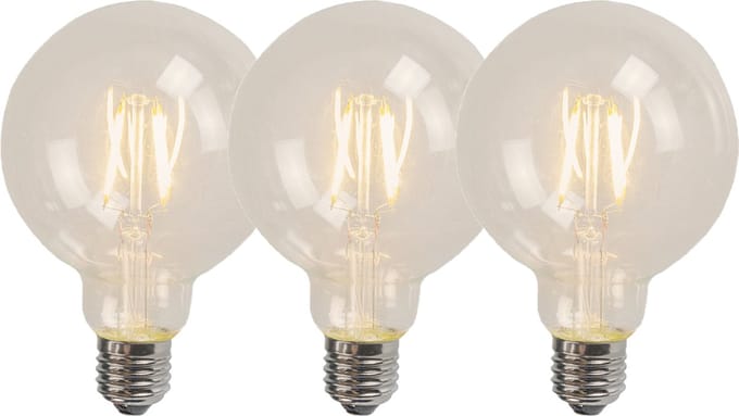 LUEDD Set van 3 E27 LED filament G95 4W 320 lm 2700K