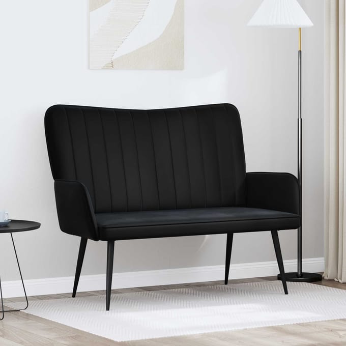 vidaXL - 2-Zits - Sofa - Zwart - 115 - x - 61 - x - 87 - cm - fluweel