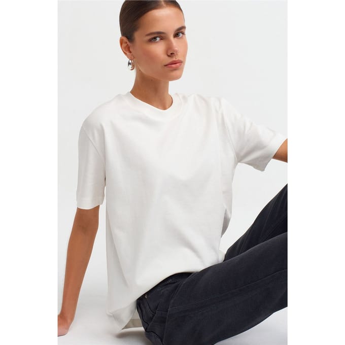 Dames Katoenen T-shirt met Ronde Hals