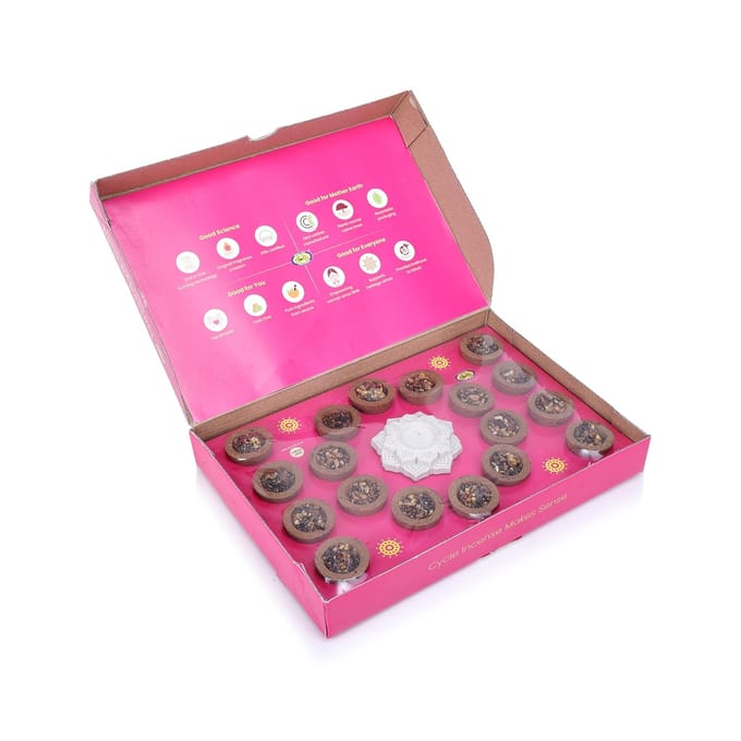Cycle Pure Naivedya Gold Rose Sambrani Dhoop Tasses 18 Pièces Avec Support Sans Charbon Pour Puja pink