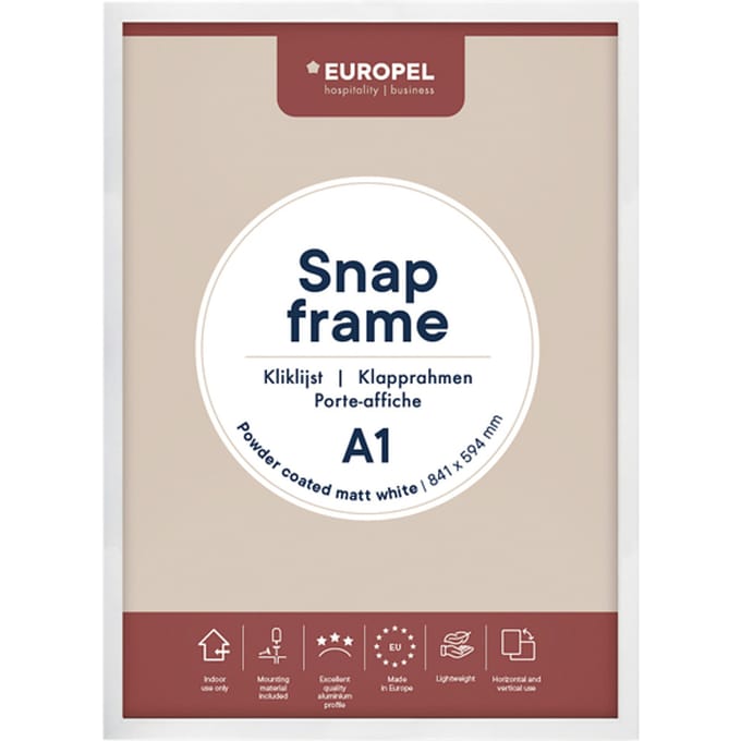 Kliklijst Europel - Posterlijst - A1 - 59,4 x 84 cm - 25mm frame - Mat wit