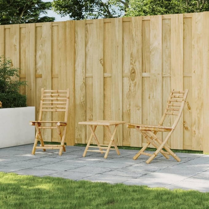 Inklapbare tuinstoelen - Bamboe stoelen - Buiten dineren - Elegant design - 2 stuks - Natuurlijk