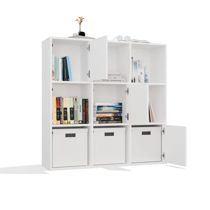 Set van 3 mat witte fronten voor MALAX 3x3 H plank | Kleur: Mat wit | Maat: 34x34x1,6 cm