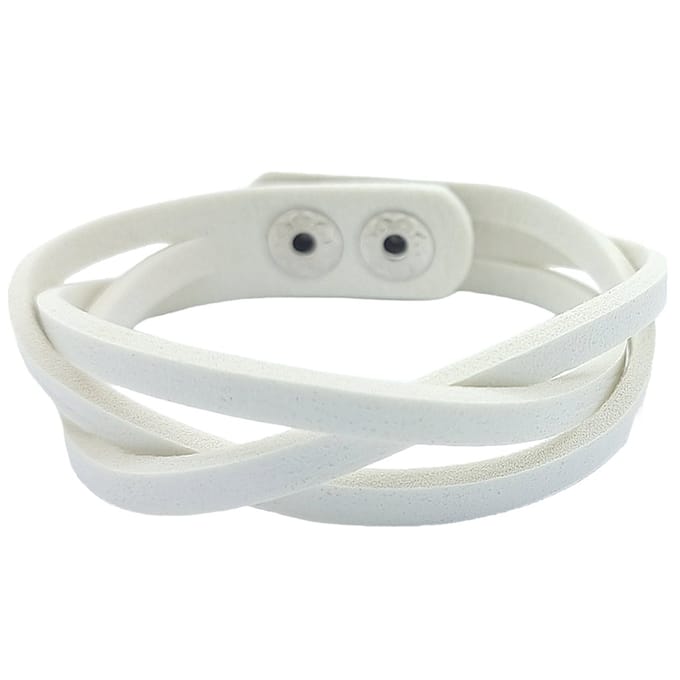 Rhylane - Lederen Armband - Knoopsluiting - Wit - Maat 20 cm