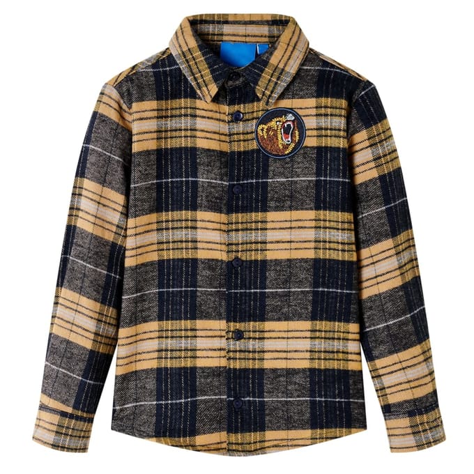 vidaXL - Kindershirt - geruit - 104 - geel - en - zwart