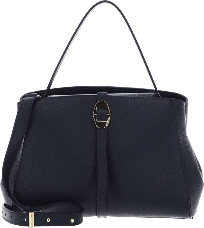 COCCINELLE Leren Handtas Schoudertas Chara Handbag Grained Leather Midnight Blue Donkerblauw