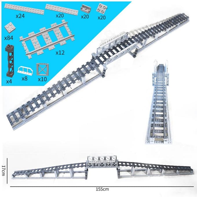 MOC Treintunnel Model Set met Stads Trein Container Olietank Kits voor Bergspoor Baanlay-out gray