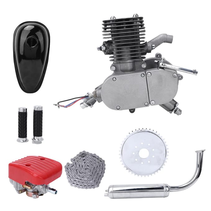100cc Fietsmotor Kit 2-takt Benzine Gemotoriseerde Motorfiets Kit gray
