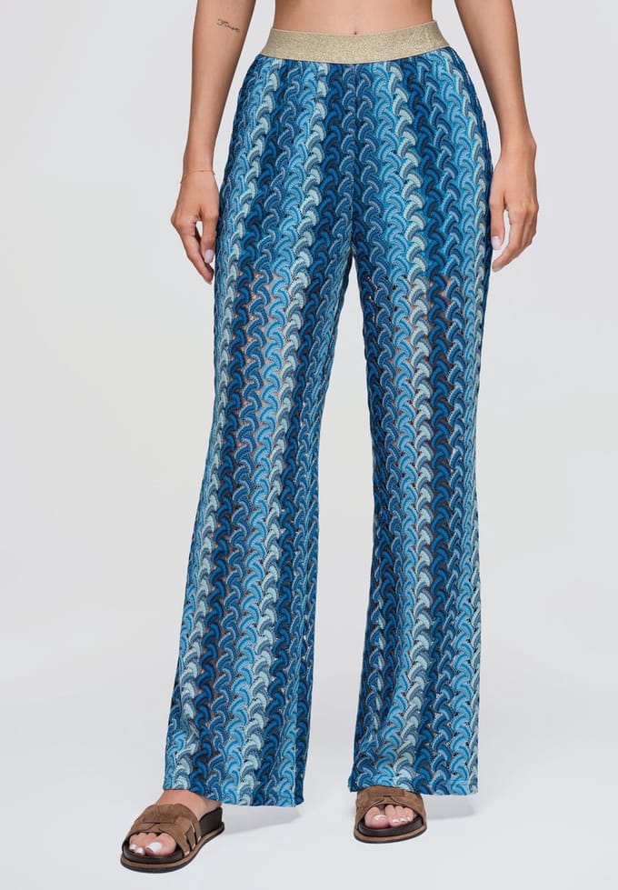 OMBRE Broek - Loose Fit - Gestreept - Broek Blauw M/L