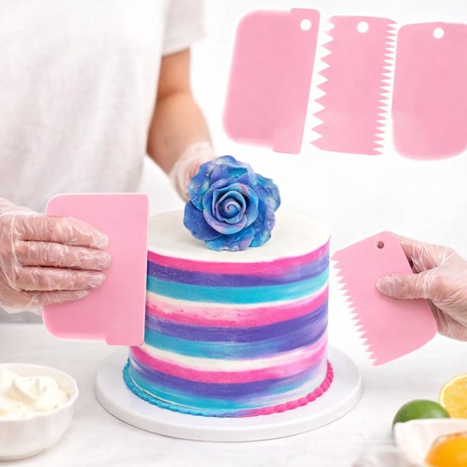 Deegschraper I Taartschraper I Deeg Snijder I Deegkrabber I 3-Delig I Roze