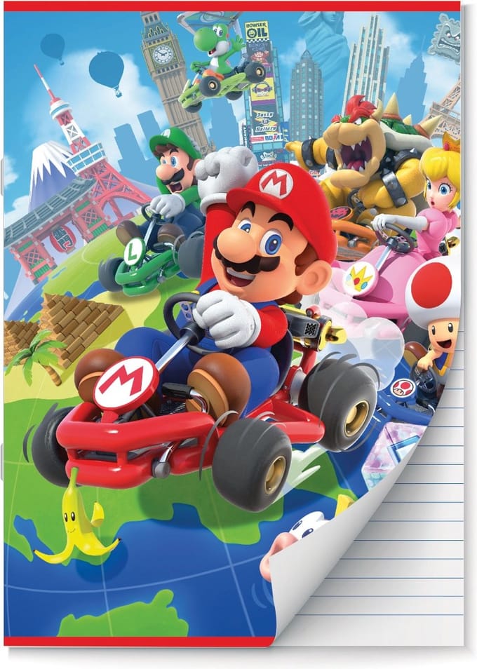 Mario Kart schriften Lijn A4 - 4 stuks