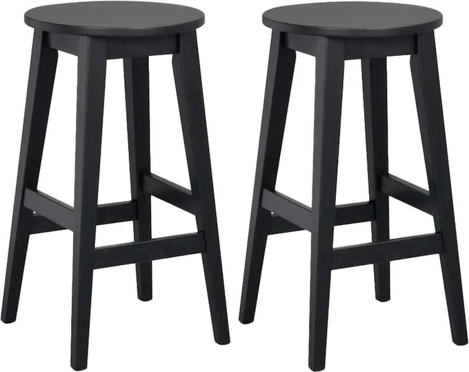 Rowico Home Austin houten barkruk zwart - 65 cm - Set van 2