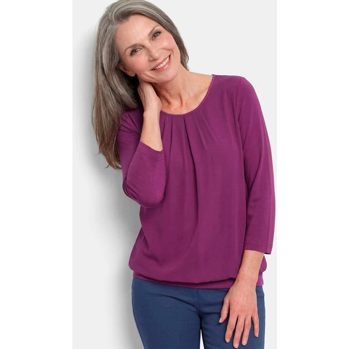 Verzorgd shirt in elegante blouselook - bessen - Gr. 44 van Goldner Fashion