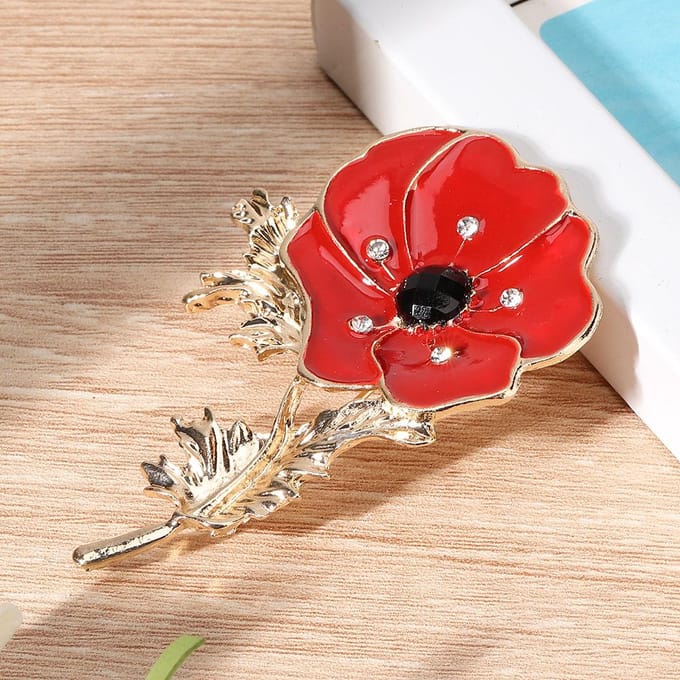 2 stuks Dames Legering Bloem Elegant Strass Speld Broche Kleding Decoratie Sieraden Accessoire red