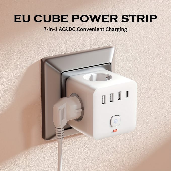 Livé® Wit Stekkerdoos – 7-in-1 Met USB & Type-C Schakelaar