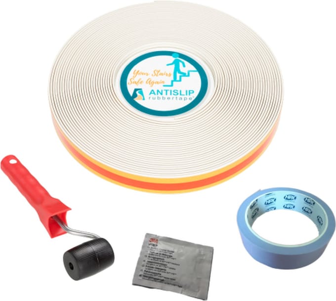 Anti slip tape - zelfklevende strip - complete set voor 1 trap - gebroken wit - 2,8 cm