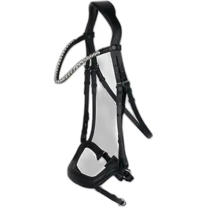 Horze Highbury Anatomisch Hoofdstel met kristallen frontriem, Black, Warmblut