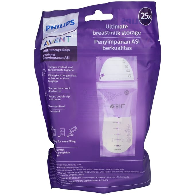 Philips Avent Moedermelk bewaarzakjes - 25 zakken - 180 ml - SCF603/25