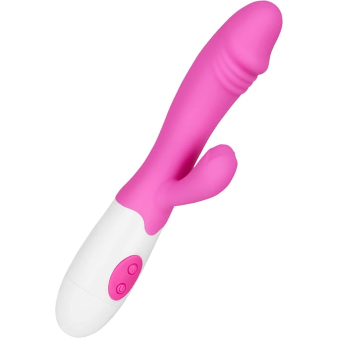Krachtige siliconen rabbit met gestileerd eikel, 19 cm