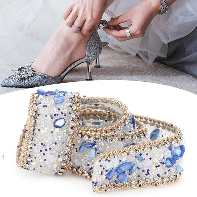 2,5 cm DIY Diamond Mesh Wrap Roll met kristallen strass-steentjes, kettingversiering en lintdecoratie (#06) beige