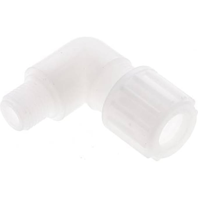 12x10mm & G1/4'' PVDF L-Vorm Knelfitting Buitendraad 10bar