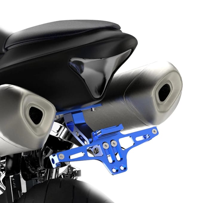 Support de plaque d'immatriculation de moto avec lumières LED, support de plaque d'immatriculation en alliage d'aluminium universel doré noir