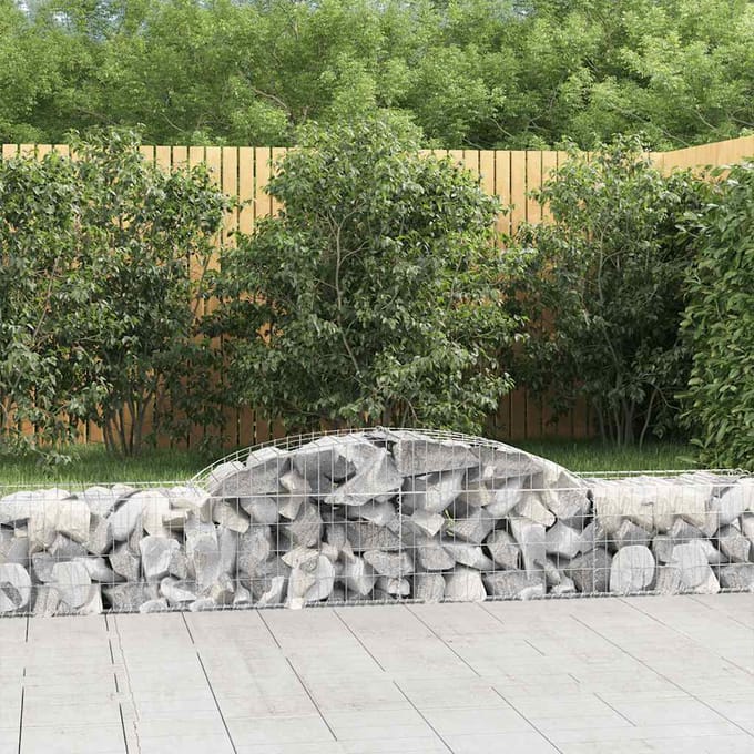 vidaXL - Schanskorven - 2 - st - gewelfd - 300x50x40/60 - cm - gegalvaniseerd - ijzer