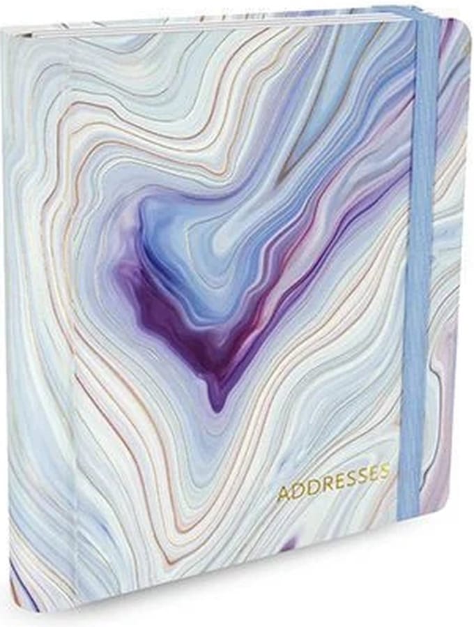 Peter Pauper Addressbook Large - Blue Agate - met elastieksluiting - 16x21 cm