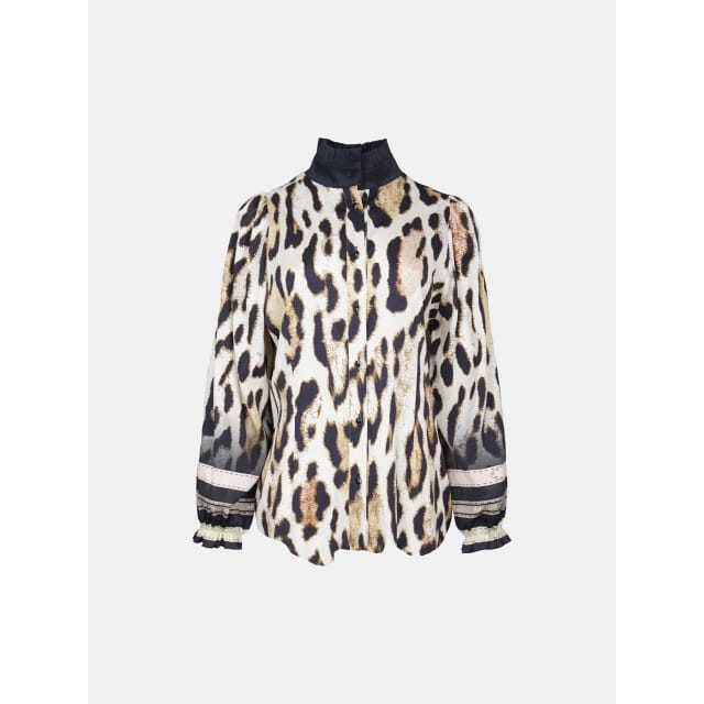 Mucho Gusto Blouse mainz blauw beige leopard print