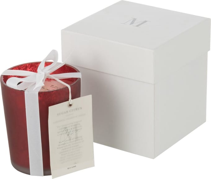 J-Line geurkaars M-Chic - Oud & Amber - glas - rood - small - 48U