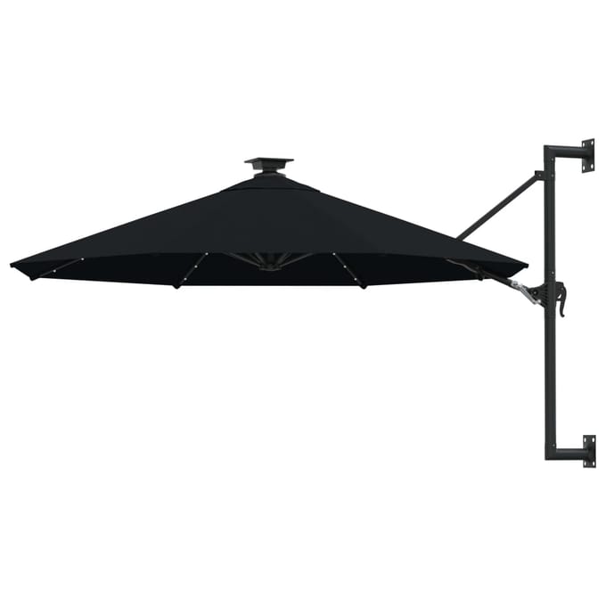 Wandmontage Parasol met LED's 300 cm Zwart