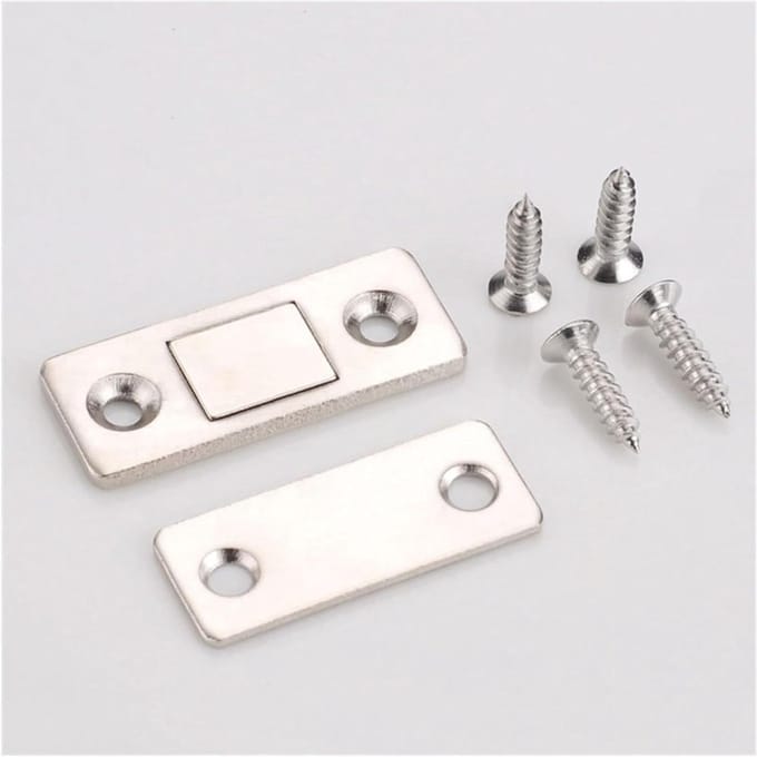 Magnetische Kastvanger - Deurstops Set - Kasten Sluiten - Verborgen Montage - 2 Stuks - Zilver