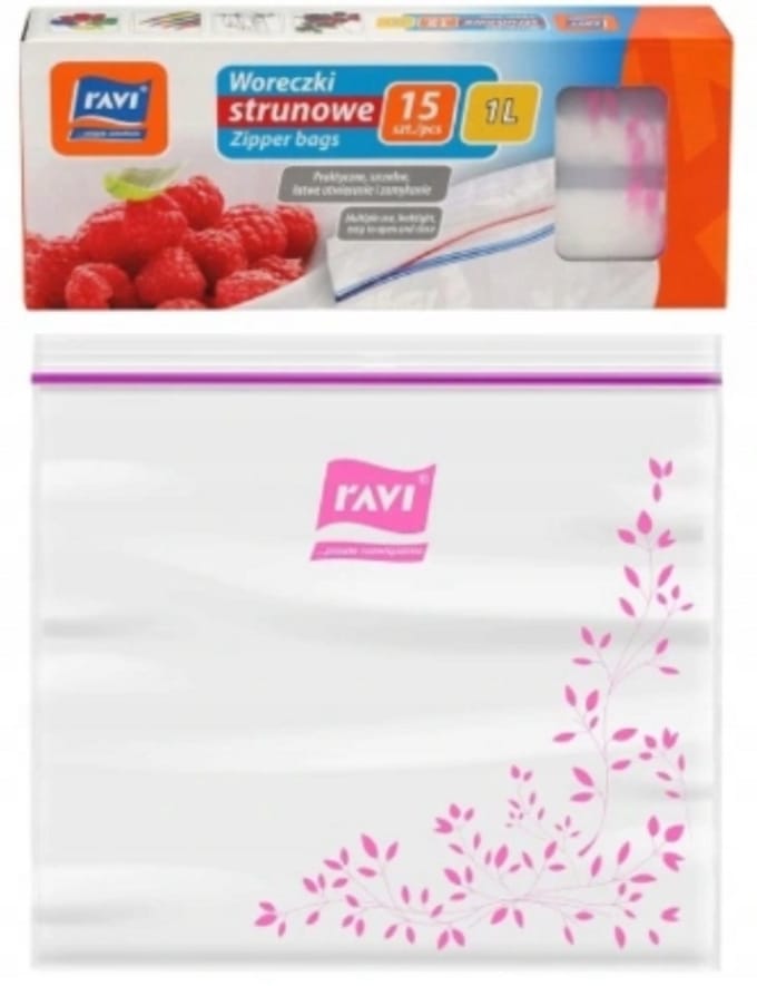 Ravi - Voedsel Zipperzakjes - 1L - 15 stuks - LDPE - Sluitstrips