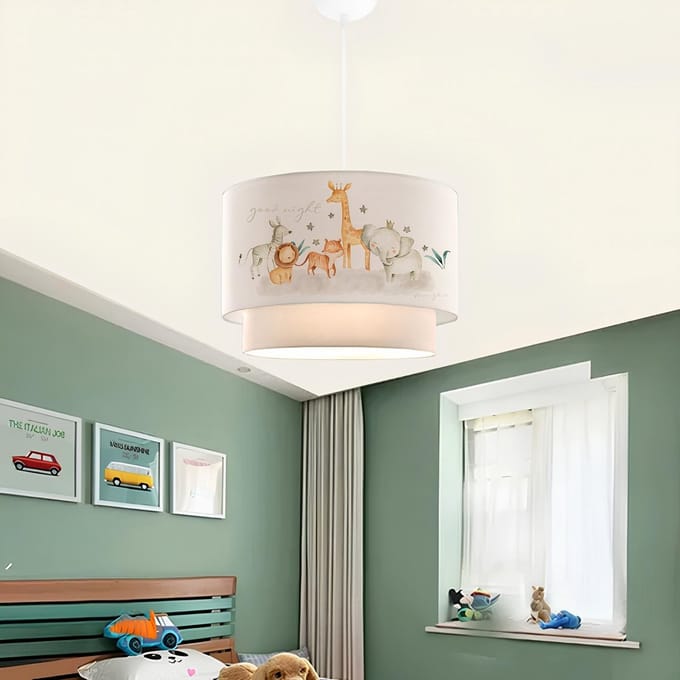 Asir - Kroonluchter - Veelkleurig - STOFFEN CAP - 31 x 31 x 27 cm